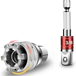 3/8 Hex Shank to Square Drive Socket Adapter - Universal Rotating Impact Socket Converter for Power Tools