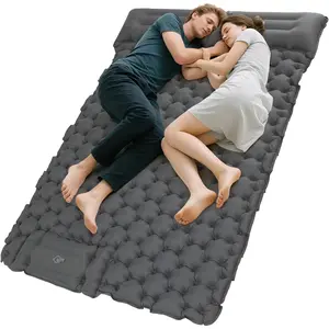 KingCamp Sleeping Pad for Camping, Ultralight Connectable Inflatable Sleeping Pad Camping Mattress with 6.3" Built-in Pillow & Foot Pump for Backpacking Hiking Tent Cot