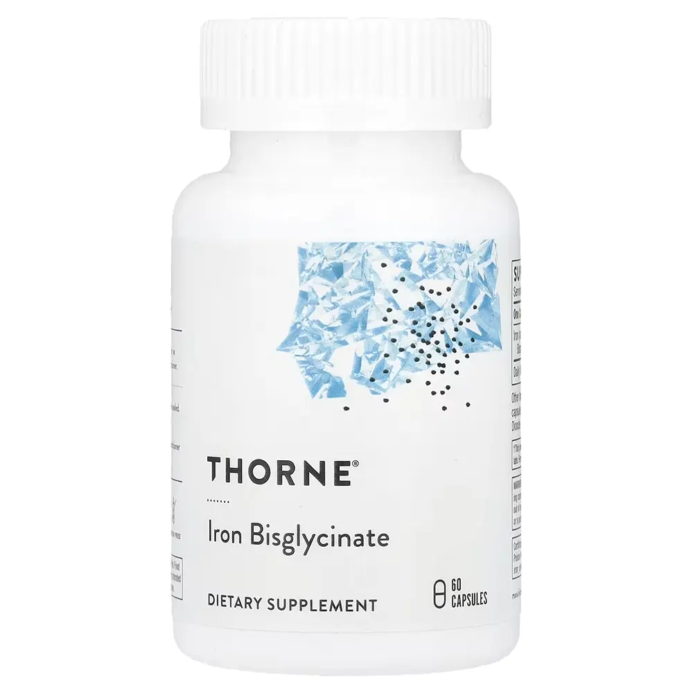Thorne Iron Supplement for Women, Men - Iron Bisglycinate - Iron for Blood Builder, Healthy Oxygen, Resists Fatigue - 60 Capsules