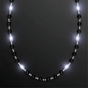 Blinkee A1520 Classy LED Fancy Beads Necklace, Black, White & Silver