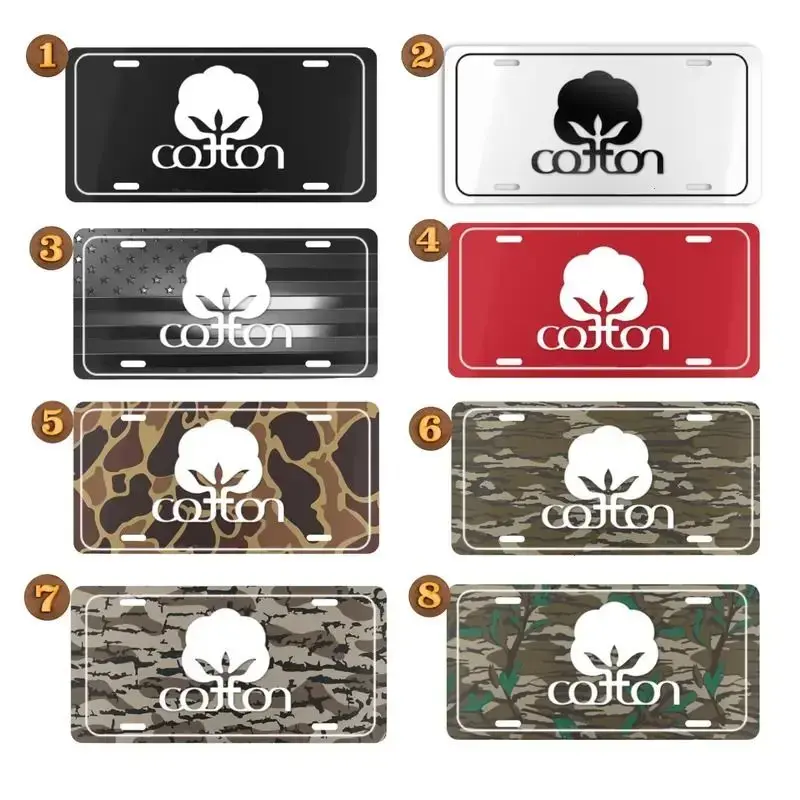 Cotton Camo License Plate Collection, bubba truck, truck license plate, Car Accessory, 12" x 6", 100% Aluminum, Includes 4 Pre-Drilled Holes, Assembled in the USA