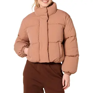 Women'S Cropped Full-Zip Puffer Jacket (Quilted Matte or Sherpa Fleece)