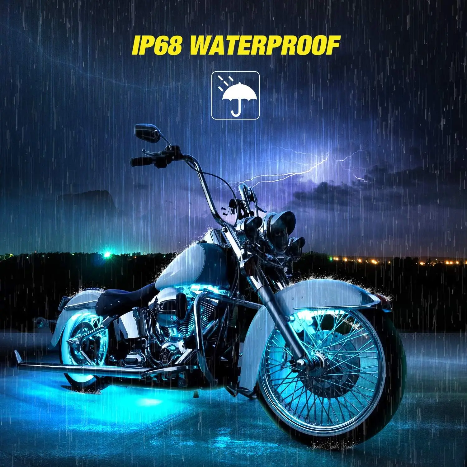 Nilight 8PCS Waterproof IP68 RGB LED Wheel Light Strips with 4-Key RF Wireless Remote, Adhesive Tape, Underglow LED Lights for Cars & Bikes, Car Lighting, Harley Motorcycle Accessories, Watch Party Decor, Wheel Lights