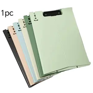 Foldable File Folder, A4 Plastic Writing Pad Stand with Metal Clip, Ideal for School and Office, Portable Office/study Supplies
