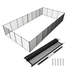 Pool Fence 4 x 48 FT, Removable Mesh Pool Safety Fence for Inground Pools, Durable Aluminum Pool Fencing, Easy DIY Installation Swimming Pool Fencing, for Child & Pet Protection