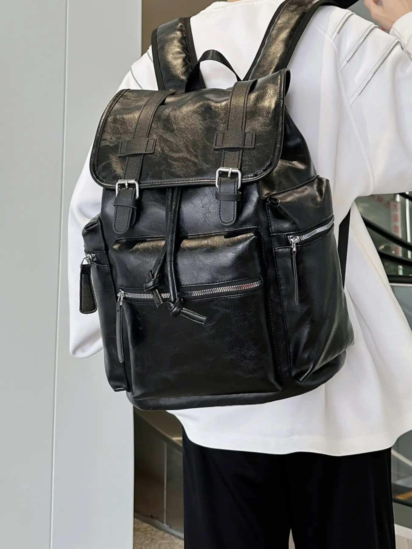 1pc Men's backpack with solid color and clean color, versatile, casual, simple and large capacity, Multi Compartment Backpack, Multi Pocket Backpack, suitable for students, campus, work, commuting, business travel, shopping, Casual Daypack