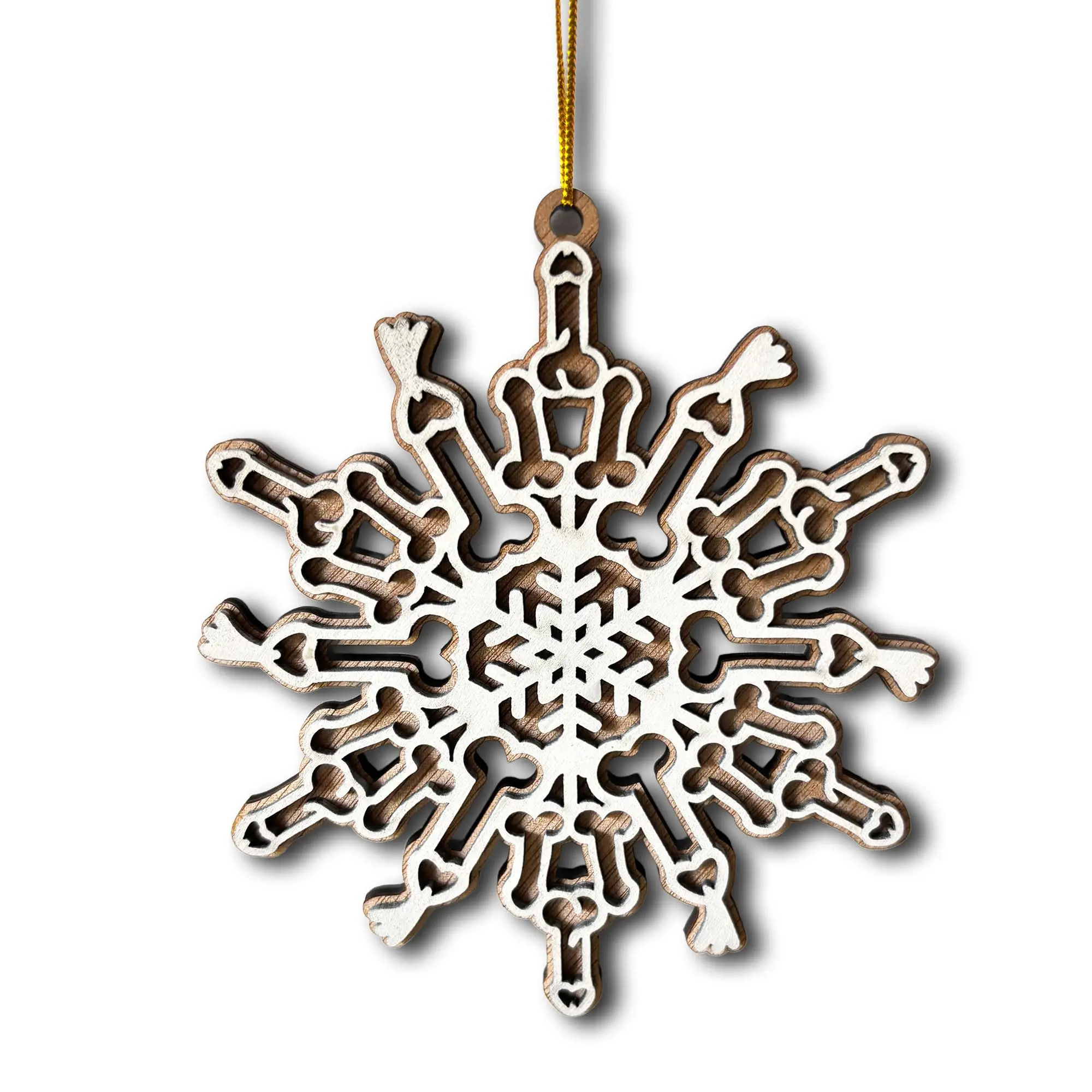 Funny Penis Christmas Ornament Snowflake Wood Adult Gag Gift for White Elephant Secret Santa Naughty Tree Decoration for Men Women