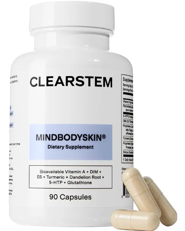 MINDBODYSKIN Hormonal Acne Supplement - Digestive Support, Liver Detoxifiers, Hormone Balancing, Mood Support, Reduces Stress, PMS Acne, Excess Oil, 90 Capsules Healthcare