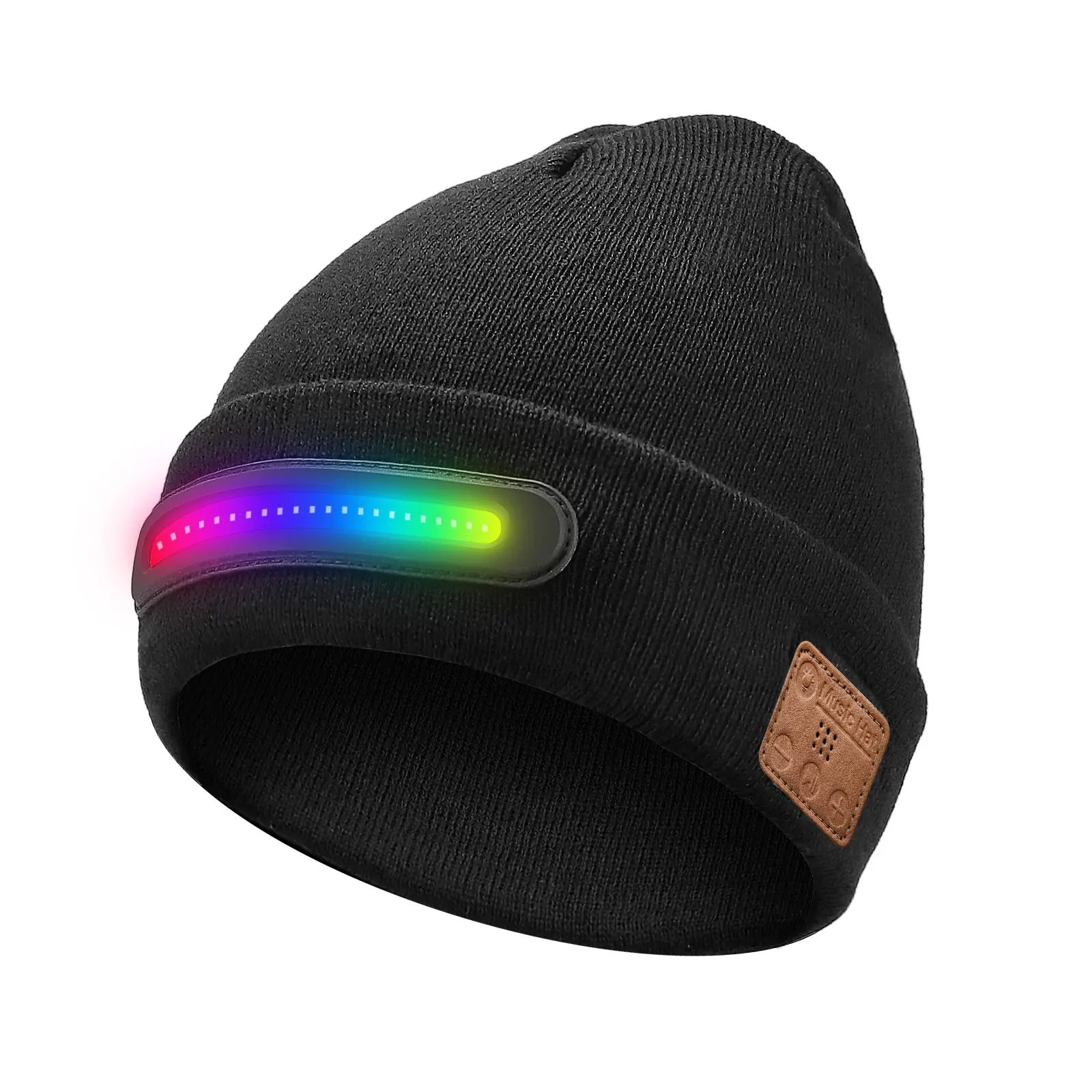 M1-BTD4 Smart Rainbow Beanie - 16M Color Music-Led Sync, Bluetooth 5.3, USB-C Fast Charge, All-Seasons Gym/Outdoor Techwear Gym Hat with Rainbow Lights (Festivals Use)