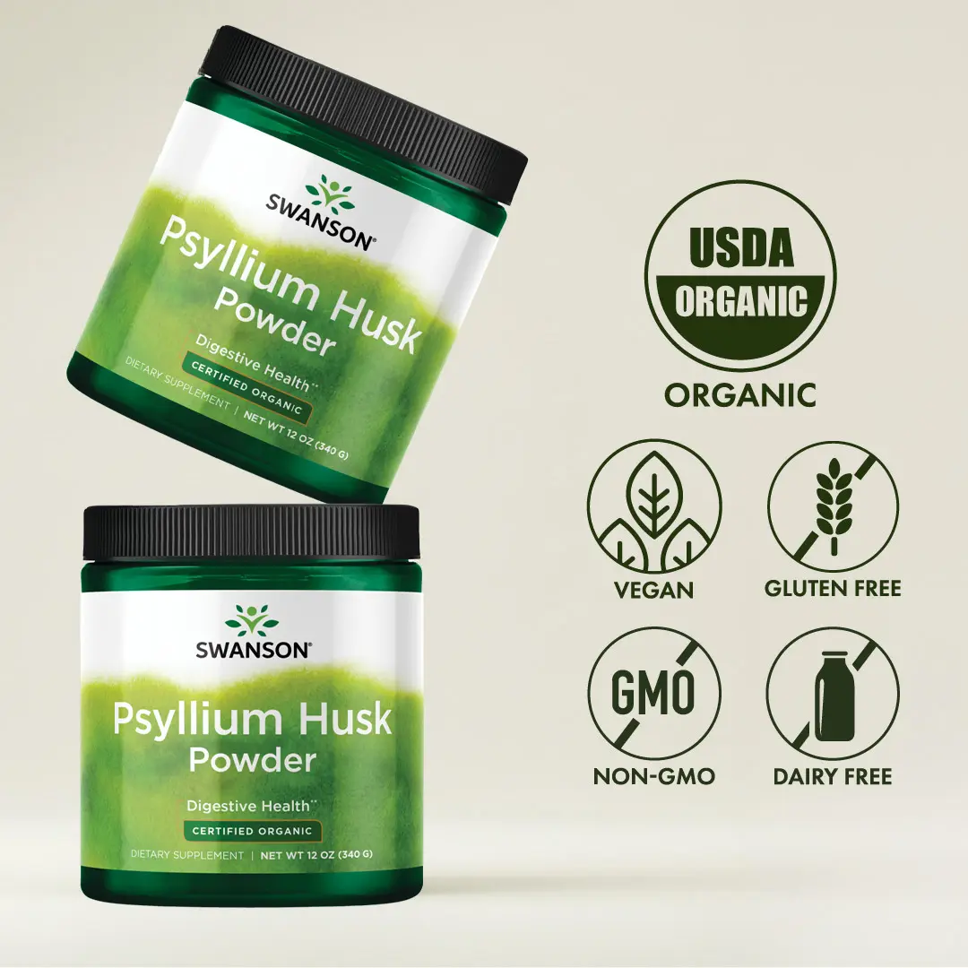 Swanson Psyllium Husk Powder - Certified Organic 12 oz Pwdr Swanson Psyllium Husk Powder - Certified Organic 12 oz Pwdr
