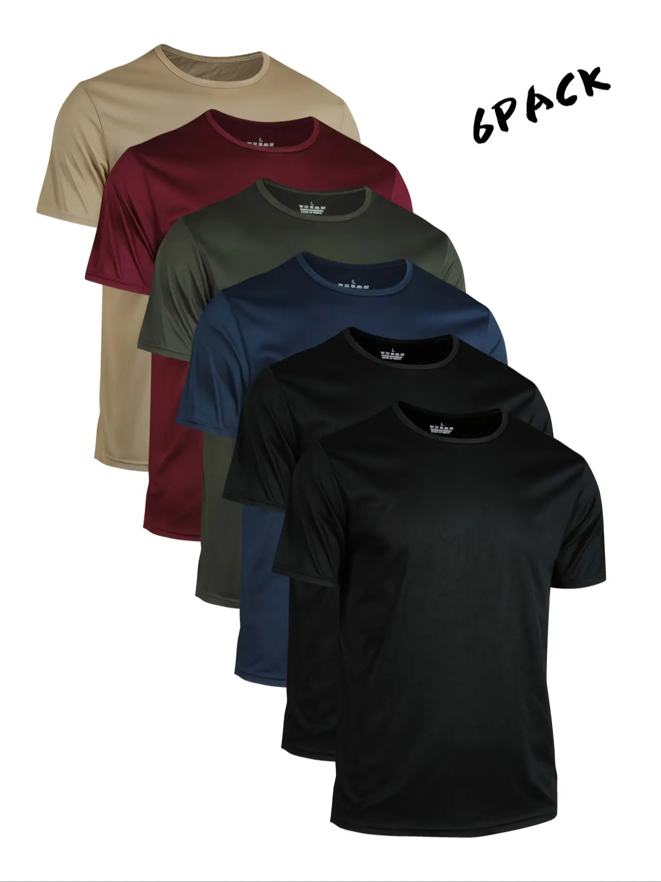 Men's 6-Piece Quick-Dry Short Sleeve T-Shirt Set, Sweat-Wicking Breathable Athletic Activewear for Running and Outdoor Activities, Athletic Sports Clothing