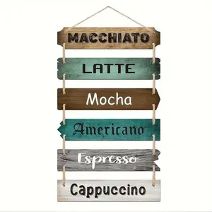 Coffee Theme Wooden Hanging Plaque, 1 Set Coffee Bar Decor Wooden Hanging Decor, Coffee Lover Wall Art Decoration Sign, Door Decor, Coffee Station Decor, Ornaments