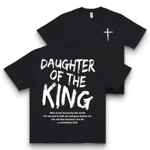 Elegant Jesus Daughter of the King Graphic Tee for Women Comfortable Casual Round Neck Short Sleeve T Shirt with Dual Side Print Soft Breathable Cotton