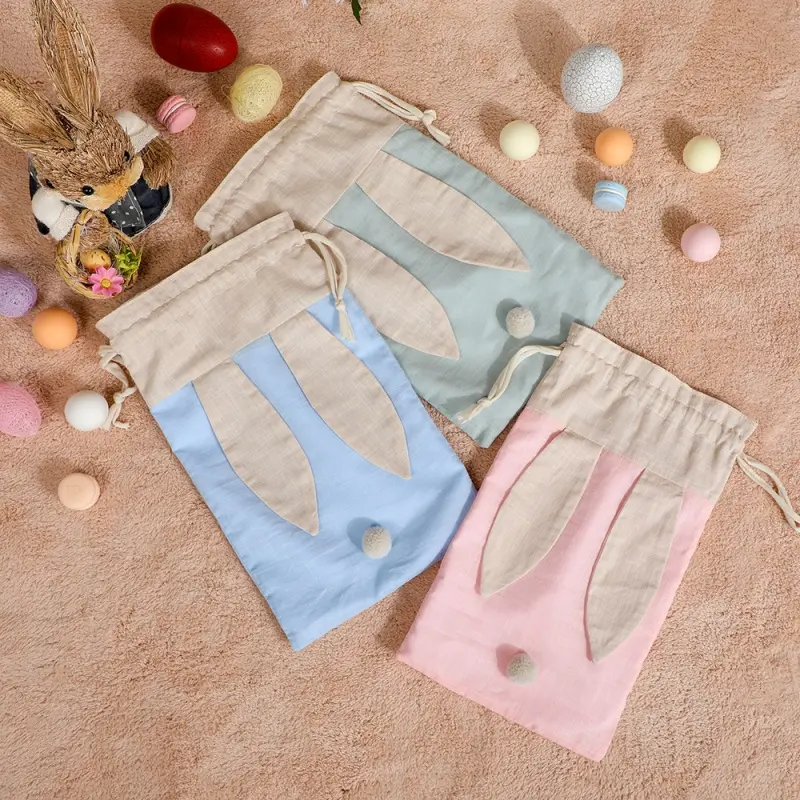 Easter Bunny Drawstring Gift Bag – Cute Reusable Linen Treat Bag for Kids  Party Favors  Egg Hunt & Holiday Decorations unisex holiday wrapping bag festive gifting