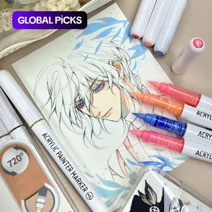 Festive Atmosphere Painting Pen Set, Art Materials, 81/126/207 Colors Available, Macaron/skin Tone/, Soft Tip Large Capacity Non-Transparent Paper, Acrylic Markers #GLOBAL PICKS