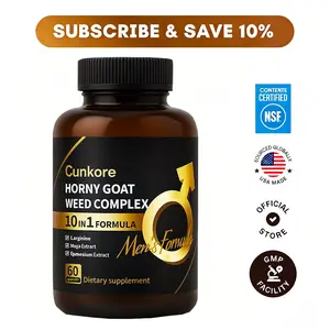 Cunkore NEW 10-in-1 Horny Goat Weed Complex with L-Arginine Maca & Ashwagandha Capsules 60-Energy Circulation, Improve athletic endurance，Double the stress relief，Supporting the health of every cell in your body，Natural dietary supplements