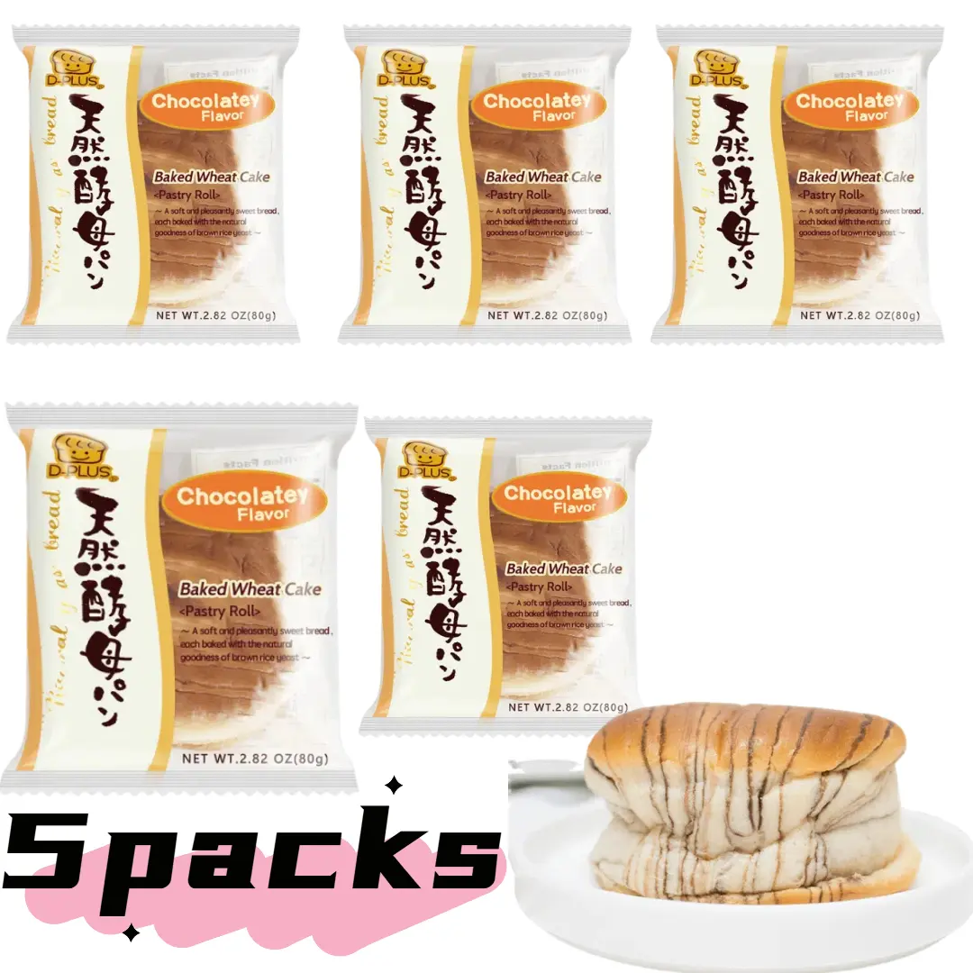 5 Packs D-PLUS Natural Yeast Bread – Chocolate Flavor | 80g Each | Soft, Fresh & Fluffy Snack 5 Packs D-PLUS Natural Yeast Bread – Chocolate Flavor | 80g Each | Soft, Fresh & Fluffy Snack