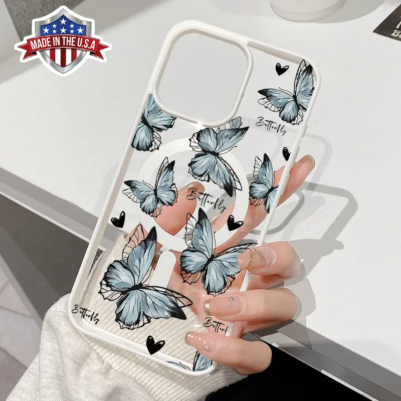 Magnetic Phone Case for iPhone 15 Plus 16 Pro Max 14 13 12 11 X XS XR Butterflies all over the screen Pattern TPU Shockproof Anti-Scratch Stylish Smartphone Cover
