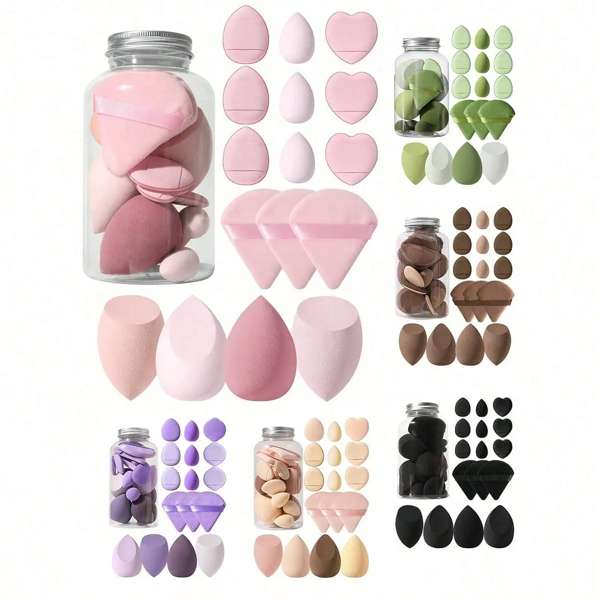 17PCS Multifunctional Makeup Storage Kit Portable Travel Cosmetic Bucket With 16Pcs Latex Free Sponges And Mineral Powder Puffs Multipurpose Applicators For Liquid Cream Powder Daily Facial Makeup Organizer Beauty Accessories Set