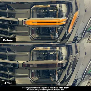 Crux Motorsports Headlight Full Tint Dark Smoke 20% for Ford F150 2024+ Car Truck Decal Car Wrap Vinyl Precision Fit Die Cut Air Release Technology