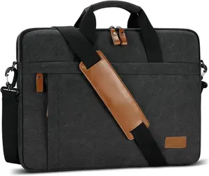 Laptop Bag 17-17.3 Inch, Computer Bags for Men Water-resistant Canvas Laptop Case Slim Laptop Sleeve Fits ////, Dark Grey