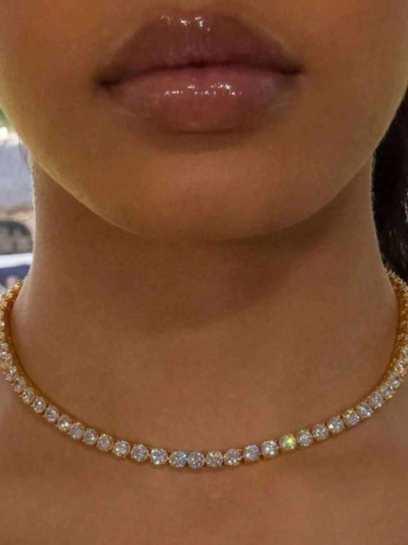 Elegant Rhinestone Tennis Chain Costume Jewelry Necklace for Women, Costume Necklaces, Exquisite Jewelry Gift, Perfect for Casual Wear, Ideal Gift for Holidays and Special Occasions