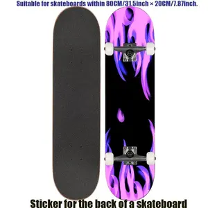 1 2D flat "Devil's Fire" skateboard print back sticker, street style full of super personality, suitable for double warp skateb
