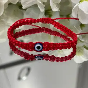 Evil Eye Bracelet - Red Beads with Eye Design, Adjustable Fit, Unique Pattern