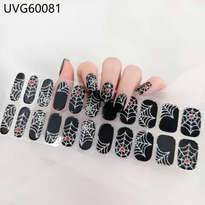 Edgy Gothic Glam Gel Nail Stickers - Cool Dark Vibes, Waterproof Semi Cured Wraps for Night Out