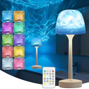 16 Color Changeable LED Ocean Wave Projector – Waterproof Rechargeable Shower Lamp with Remote & Touch Control for Bathroom/Bathtub