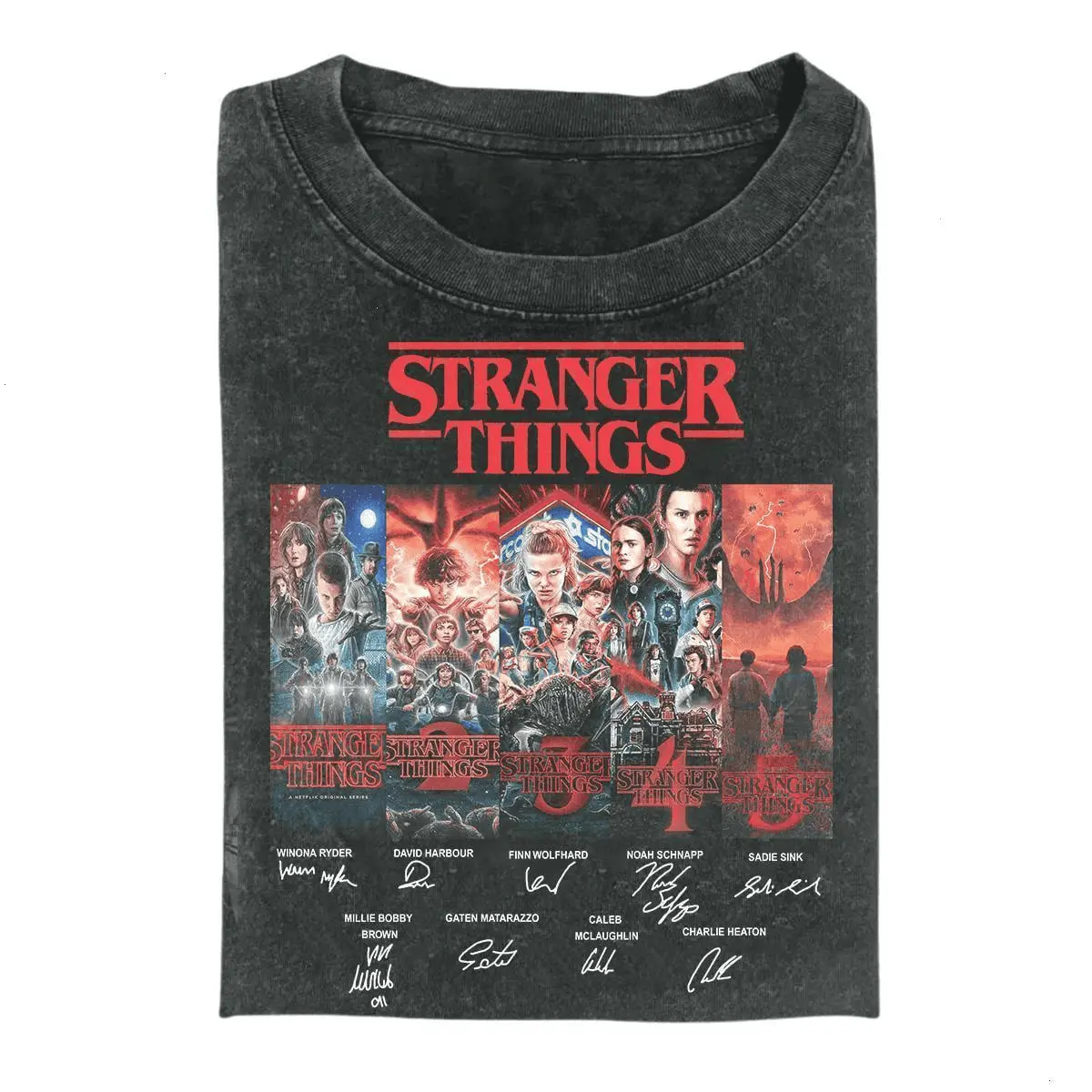 Strangerr Thing s1-s5 T-Shirt, Unisex Vintage Graphic Movie Stranger Tee