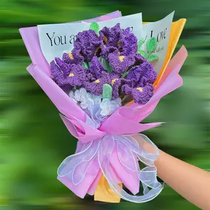 Handmade Crochet flower bouquet, Iris flower bouquet, crochet Iris flowers, Customized | Mother's day, Graduation, Valentines Gift, Home decorations