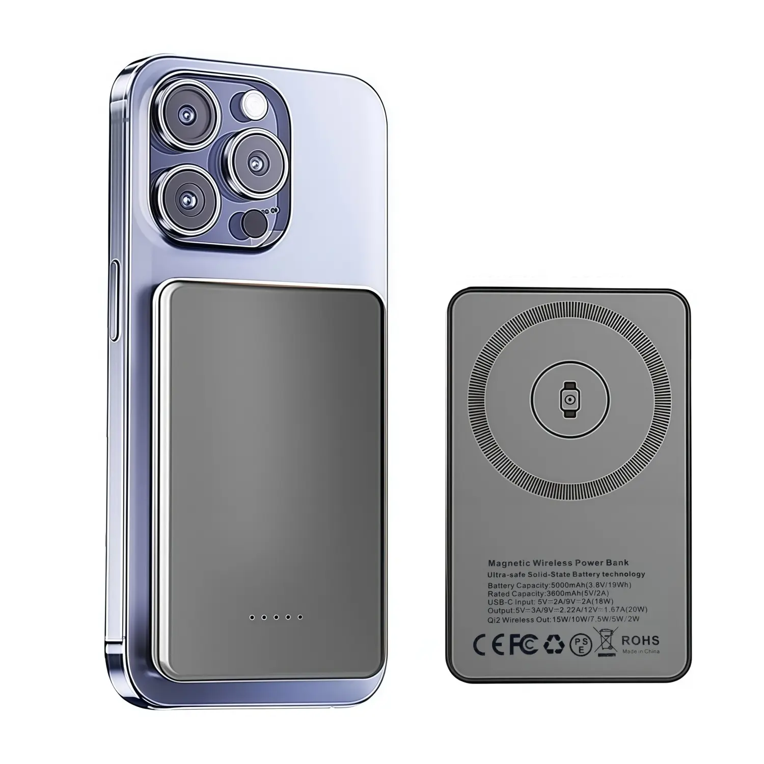 Semi-Solid Wireless Chargeable Type-C Ultra-Portable Power Bank - High-Low Temperature Resistant, Safe for Winter Outdoor Activities & Travel, Portable Power Solutions Charging Phone