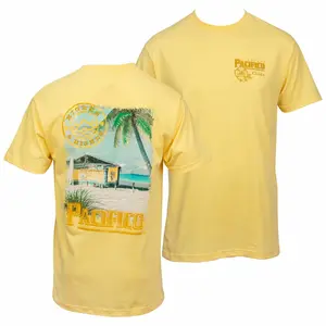 Pacifico Clara Beach Scene Front And Back Print T-shirt Yellow