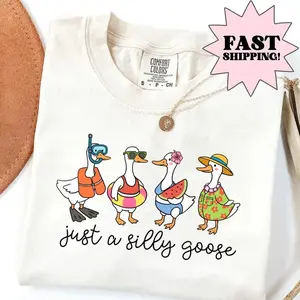 Comfort Colors Silly Goose Summer Beach Shirt, 2026 Funny Goose Vacation Tee, Tropical Silly Goose Graphic Shirt, Cute Coastal Goose Gift