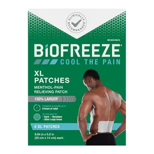 Biofreeze XL Pain Relief Patches, Menthol Pain Patches for Lower Back, Neck, Knee, & Shoulder, Comfortable & Flexible Fabric Stays in Place, FSA Eligible, 4 ct