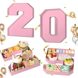 Charcuterie Number Trays Set (2, 0, 2, 5), Fillable Cardboard Number Boxes, 10 Inch Snack Serving Platters for Birthday, Anniversary Party, Candy, Dessert Display