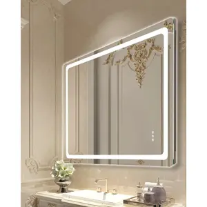 36x48 in LED Bathroom Vanity Mirror, Wall Mount, Frontlit-Backlit Dimmable LEDs, Anti-Fog Glass Memory Mirror with Stepless 3-Color Temperature Adjustment