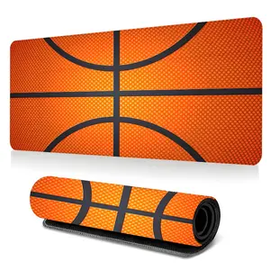 Basketball-themed large-sized gaming mouse pad, orange and black desktop protection pad, anti-slip rubber lock edge high-definition printing, suitable for computers, laptops, offices, homes, schools, as a gift for family and friends.