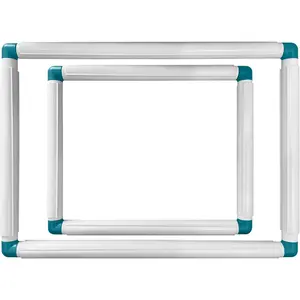 2 Pack Square Embroidery Hoops, Plastic Cross Stitch Snap Frames, Universal Clip Frame Sets for Embroidery, DIY Sewing Tools for Cross Stitching Quilting (11 x 15, 9 x 11)
