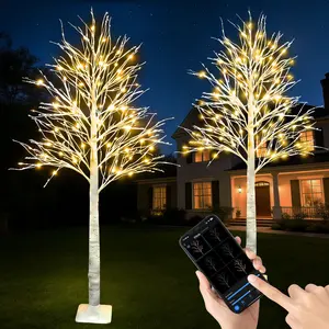 2Pack Smart 6FT Lighted Birch Tree with WW LED Lights for Home Decor, APP & Button Control, Music-Sync, Smart Timer, Multi-Tree Group Control, Indoor & Outdoor Decoration for Room Yard Patio Wedding