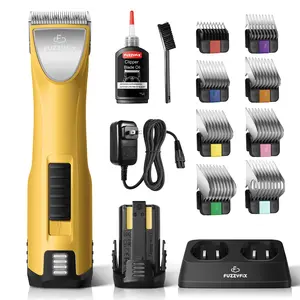 [Xvolt] Fuzzyfix Professional Dog Clippers for Grooming with Charging Replacement, Low Noise Pet Grooming Kit for Thick Curly Matted Heavy Coats Cordless Hair Trimmer with 8 Metal Guide Combs for Animal Horse