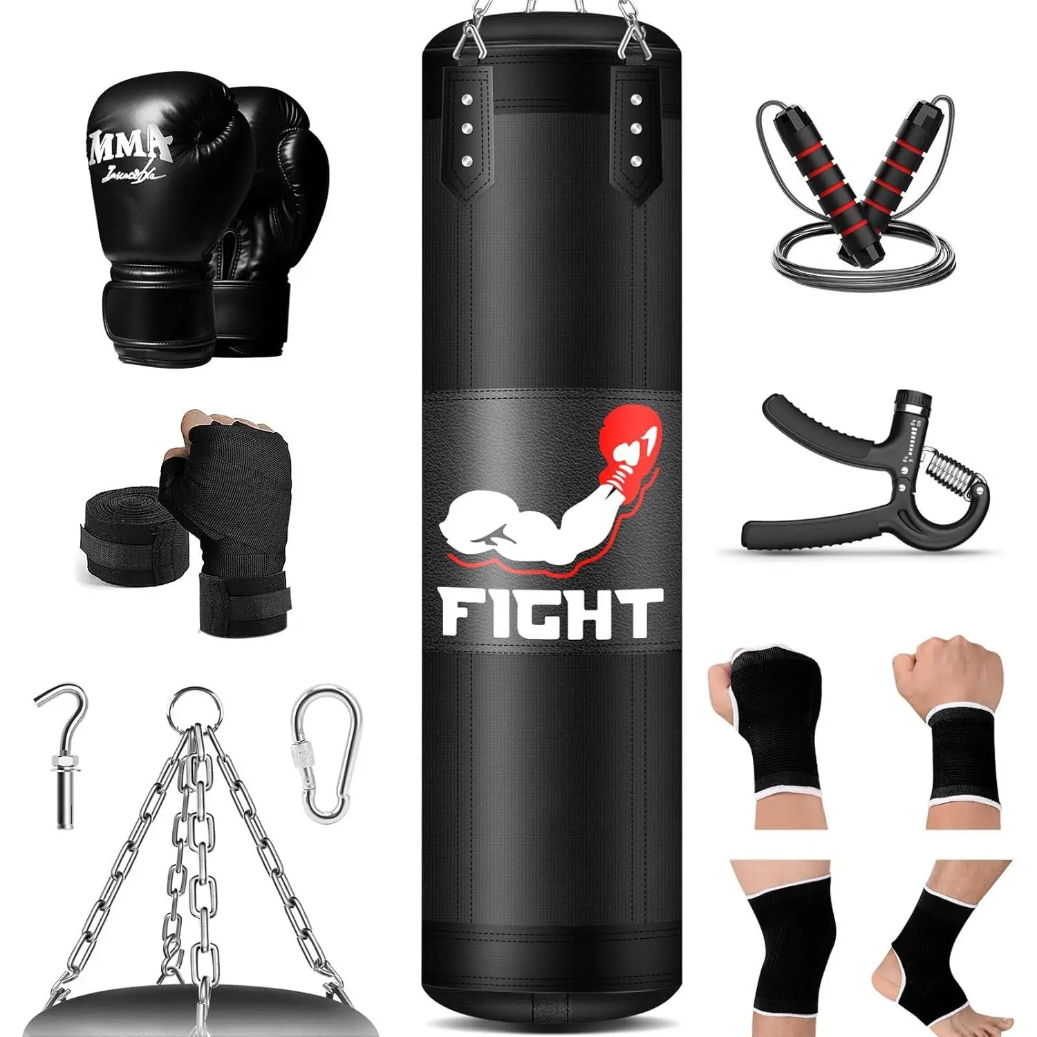 Punching Bag Set for Adults, 4FT Heavy Boxing Bag Set with 12 OZ Boxing Gloves, Suitable for MMA Karate Kickboxing Boxing Muay Thai  at  or Gym - Unfilled Heavy Bag Yifanyou Sports