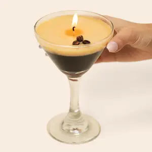 The Original Espresso Martini Candle - Coffee & Cream Scented Candle in Reusable Martini Glass Decor Freshener Decoration Aroma Vanilla
