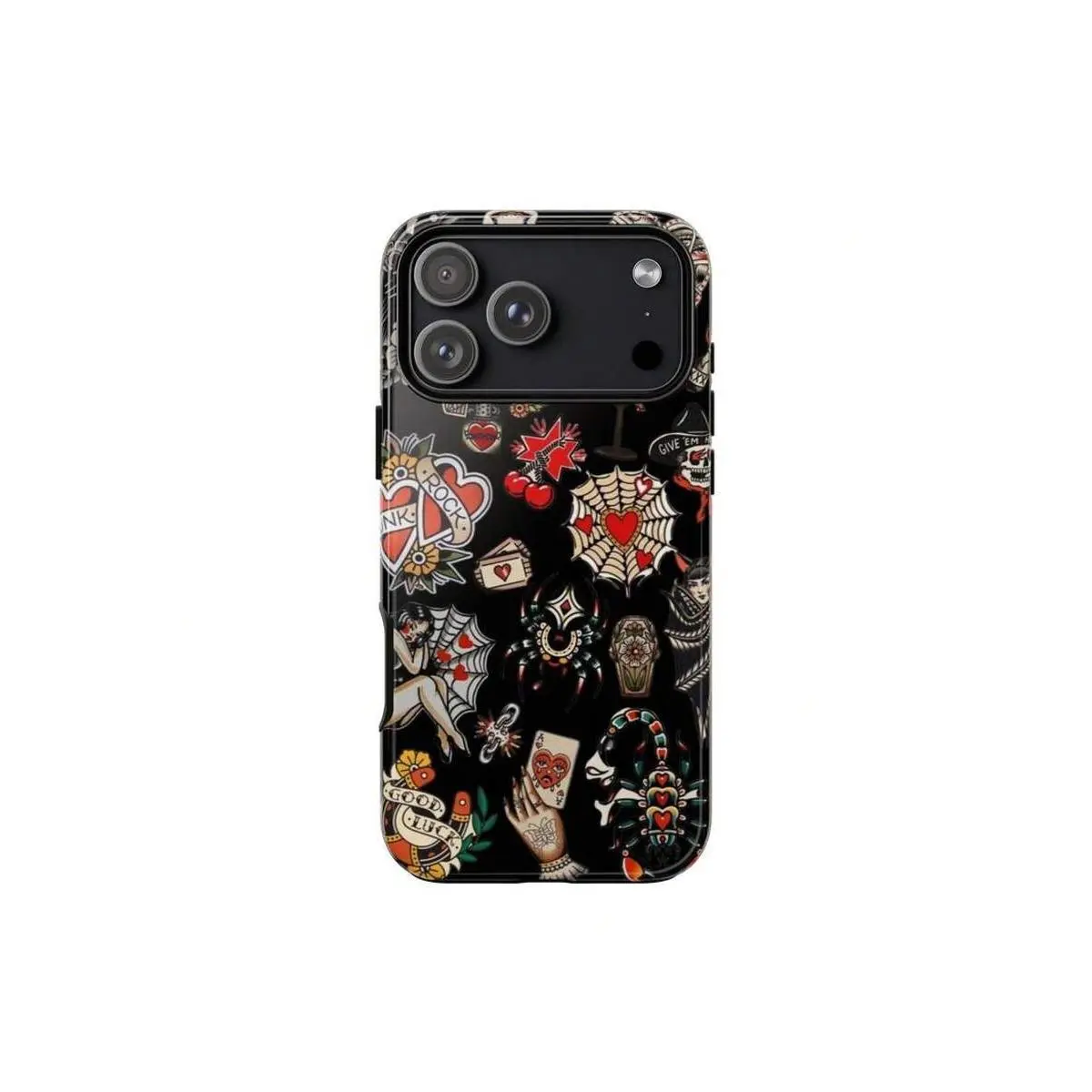 Vintage Tattoo Flash Polycarbonate Protective Smartphone Case - Bold Punk Old School Style, Durable Shockproof, Camera-Safe, Unisex Accessory for iPhone 17 ProMax/16/15/14/13/12/11 Plus & Compatible Phones, Ideal Fan Gift, Cellphone, Iphone 16 Plus