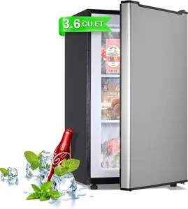 Maine Upright Freezer 3.6 Cu.Ft Mini Freezer with Reversible Stainless Steel Door Freestanding Compact Freezer with 3 Adjustable Thermostat, Small Freezer for Apartment Dorm (Silver)