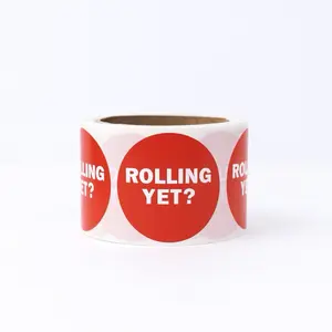 Red “ROLLING YET?” Rave Stickers- Ideal for Raves, Festivals, Fun party event - (200 PCS/Roll) of 1.13 inch Size Stickers