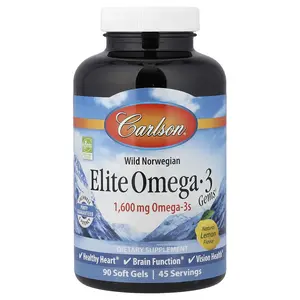 Carlson Wild Norwegian, Elite Omega-3 Gems®, Natural Lemon, 90 Soft Gels
