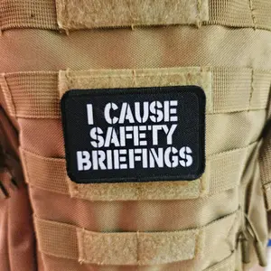 I cause safety briefings funny meme edc black  2"x3" morale patch with hook and loop backing military joke meme