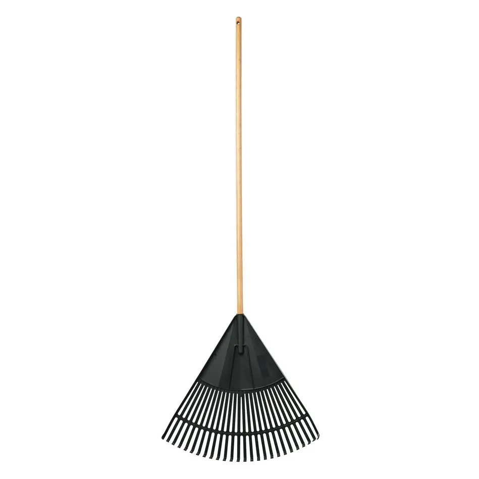 24-inch Wood and Poly Leaf Rake with Versatile Design and Versatile Use, Yard Rake, Lawn Garden Tools